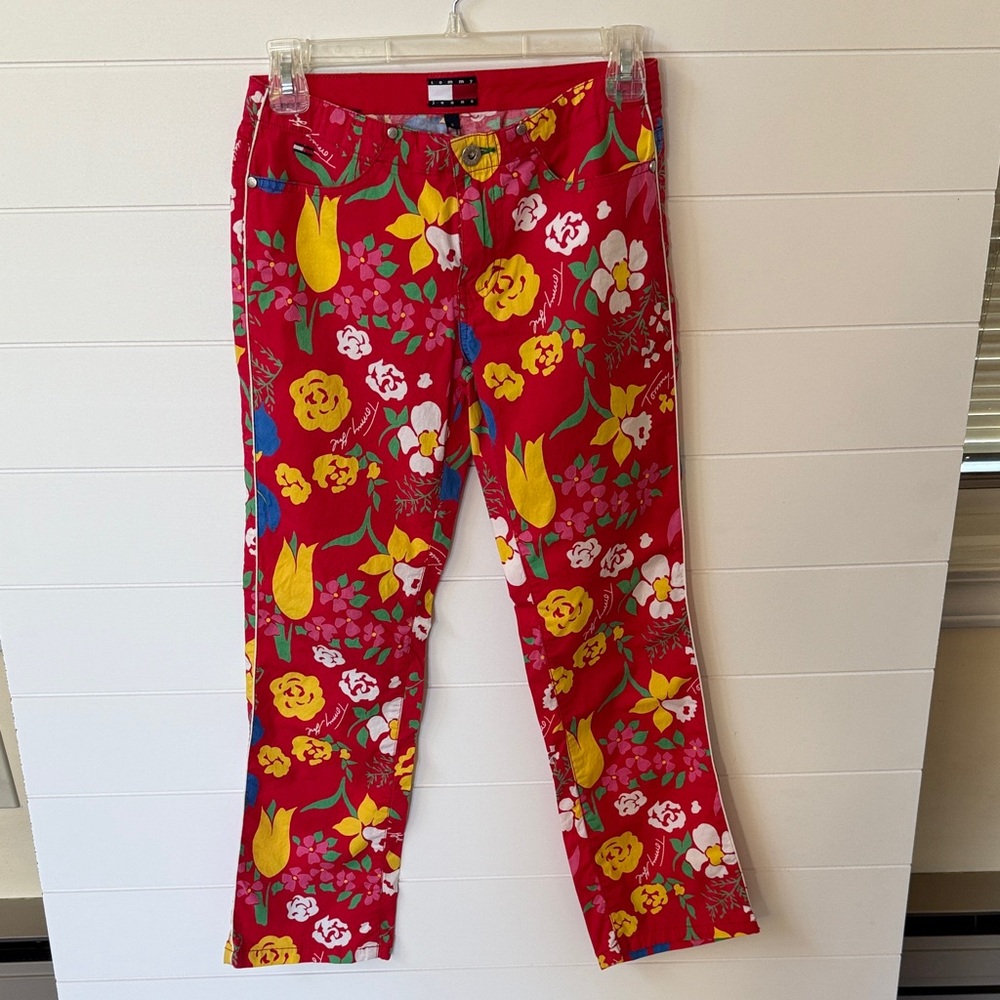 Tommy Hilfiger Red Floral Women's Flare Pants